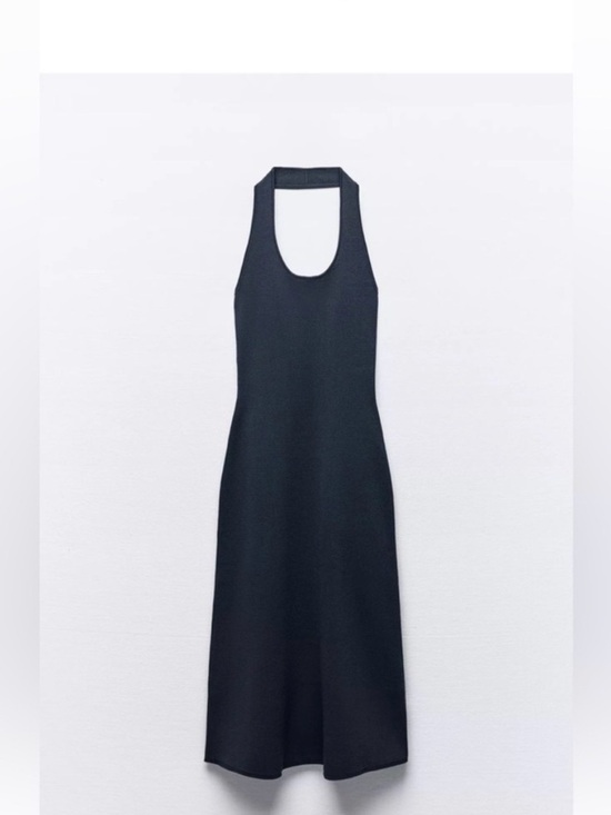 Zara Dresses & Skirts - Zara Black Knit Halter Neck Midi Dress size S